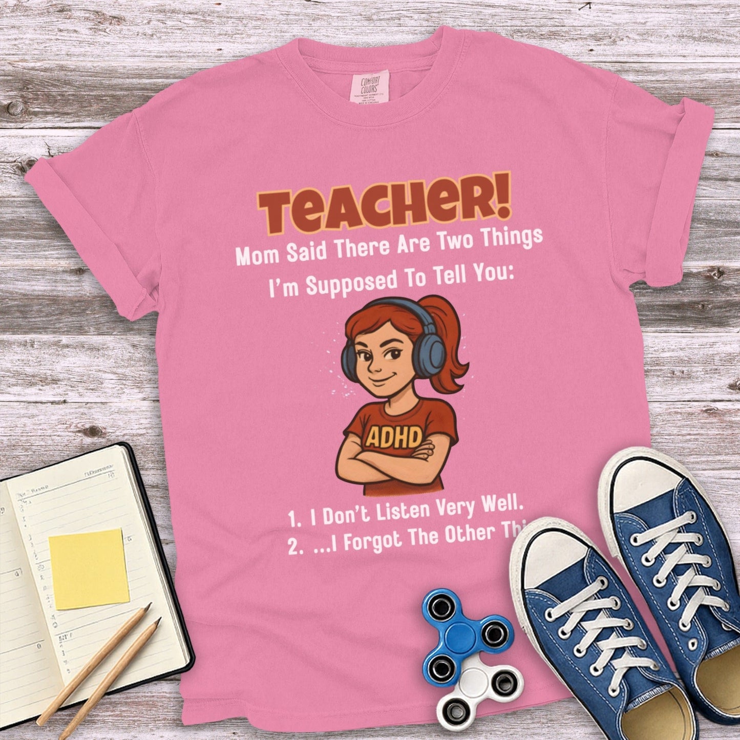 Funny ADHD Teacher T-Shirt with Whimsical Graphic product type