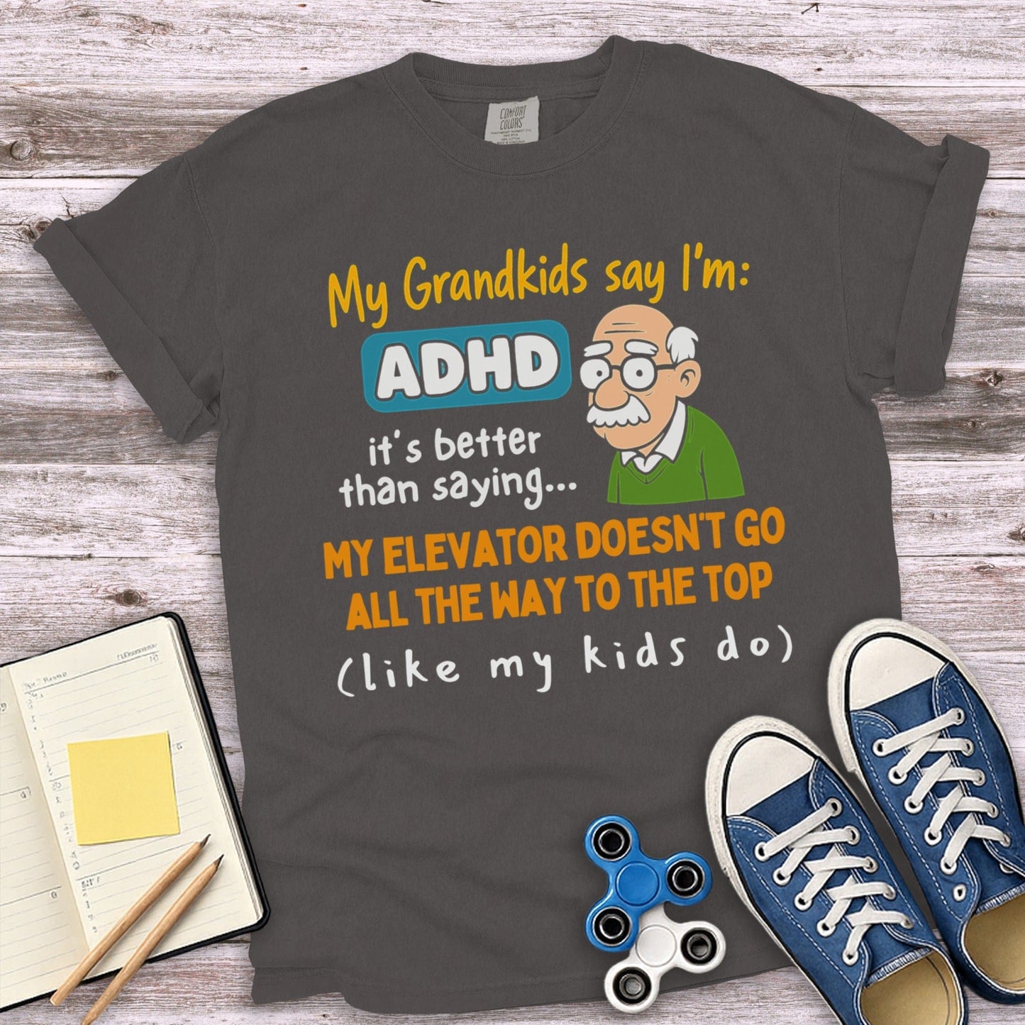 ADHD My Grandkids Say Funny Elevator Graphic Tee product