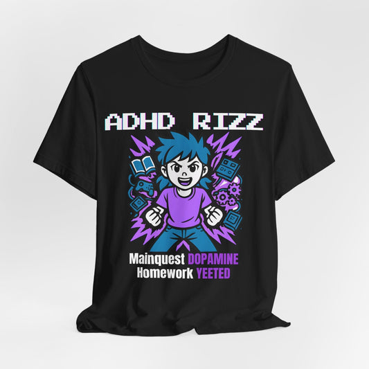 ADHD RIZZ Mainquest DOPAMINE Homework Yeeted Girl Purple | ADHD Tee