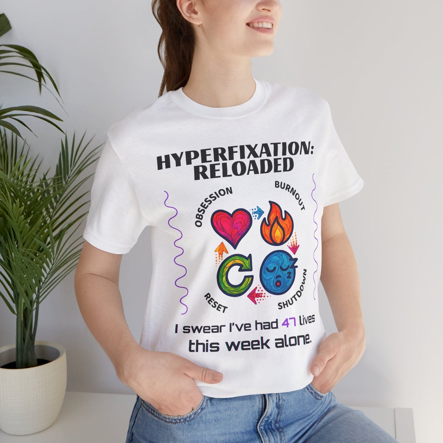 The ADHD Perpetual Motion Activity Cycle: Obsession, Burnout, Shutdown, Reset. I Swear | ADHD Tee