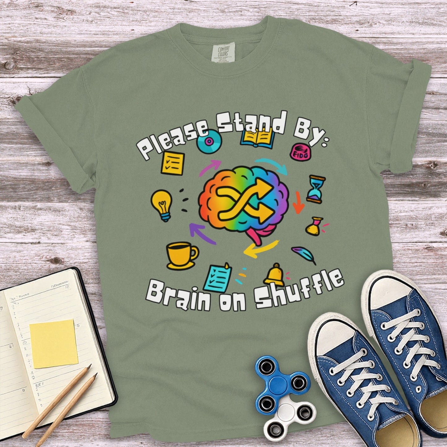 Please Stand By Brain on Shuffle Graphic Shirt product type