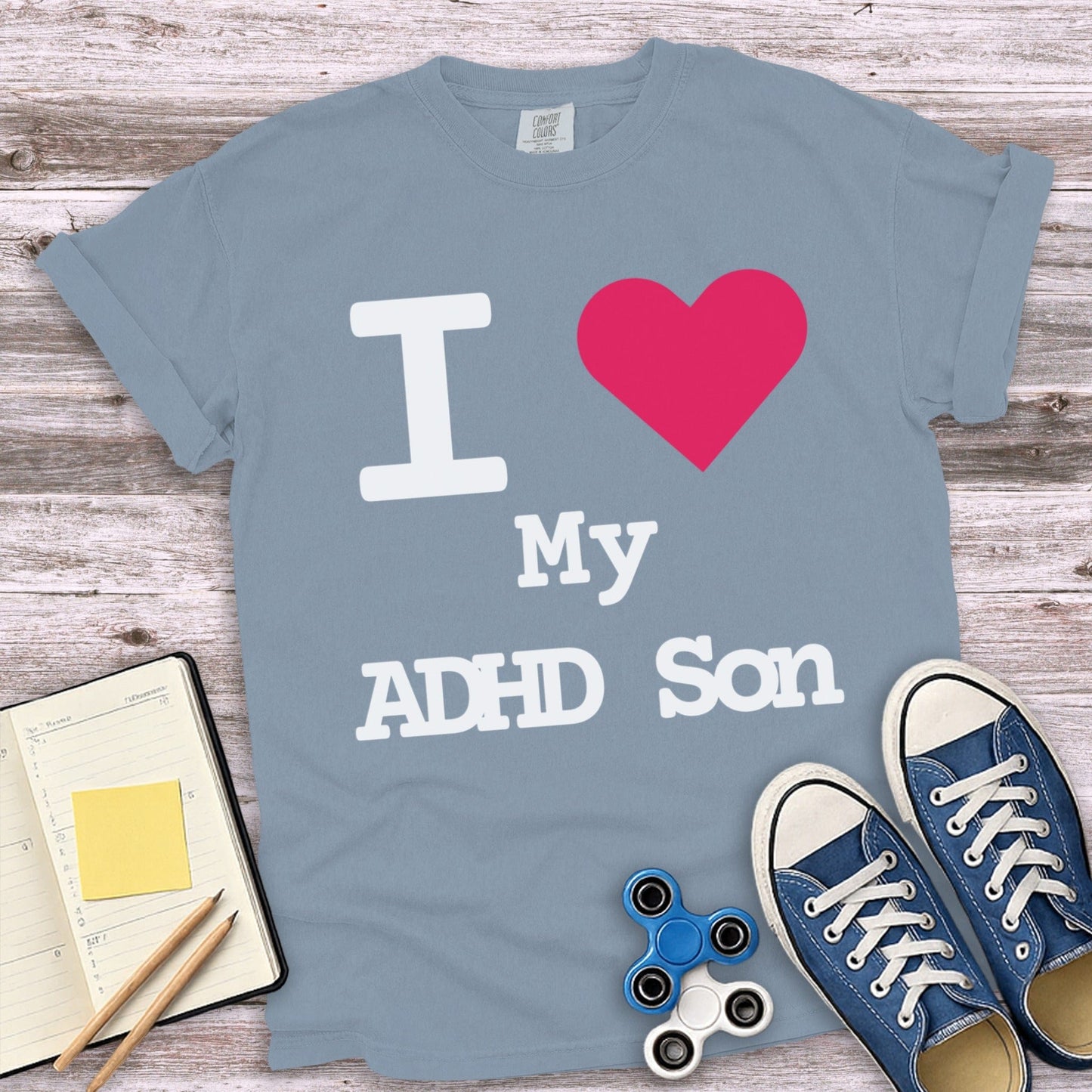 I Love My ADHD Son Heart Printed T-Shirt product