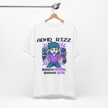 ADHD RIZZ Mainquest DOPAMINE Homework Yeeted Girl Purple | ADHD Tee