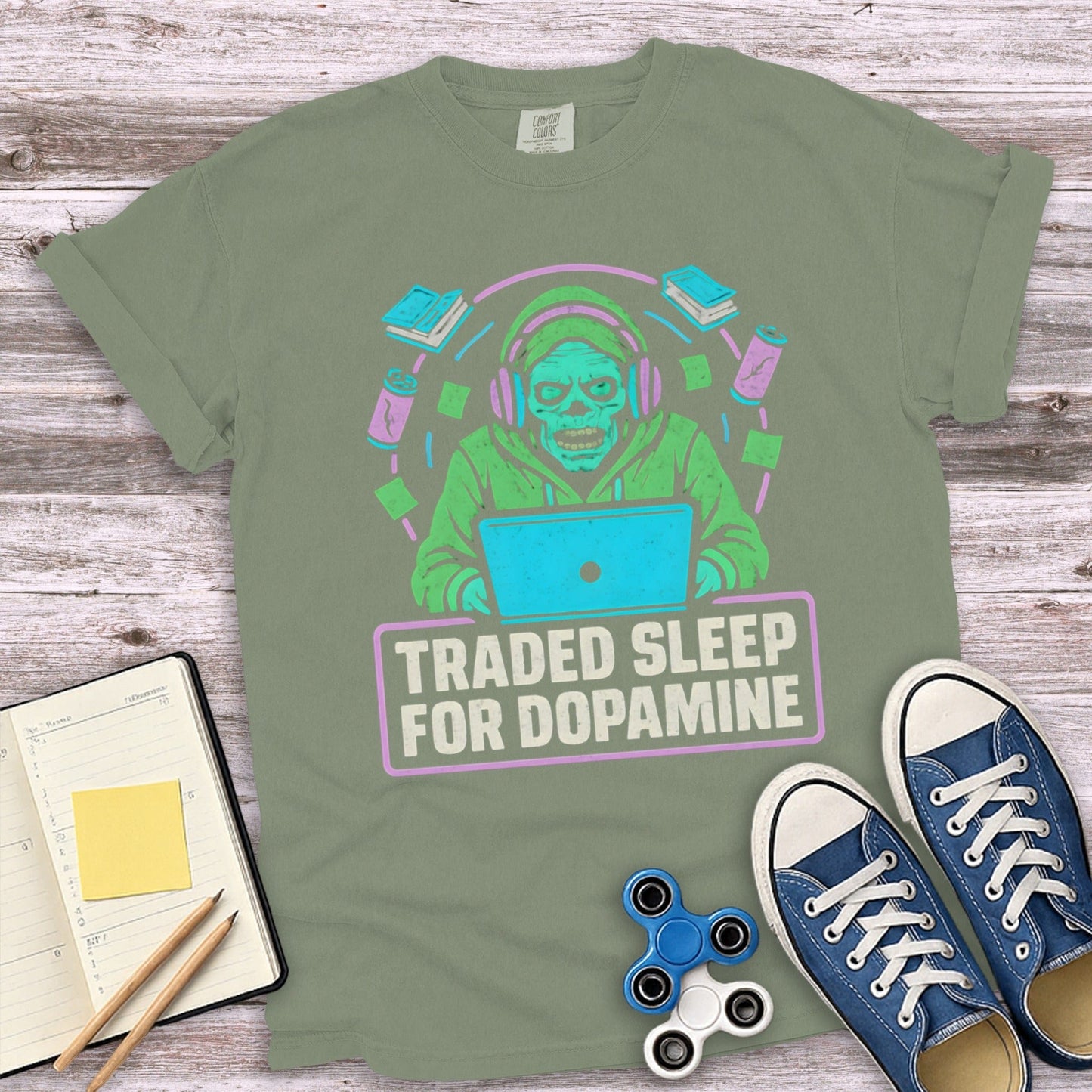 Traded Sleep for Dopamine Graphic Tee Shirt Product