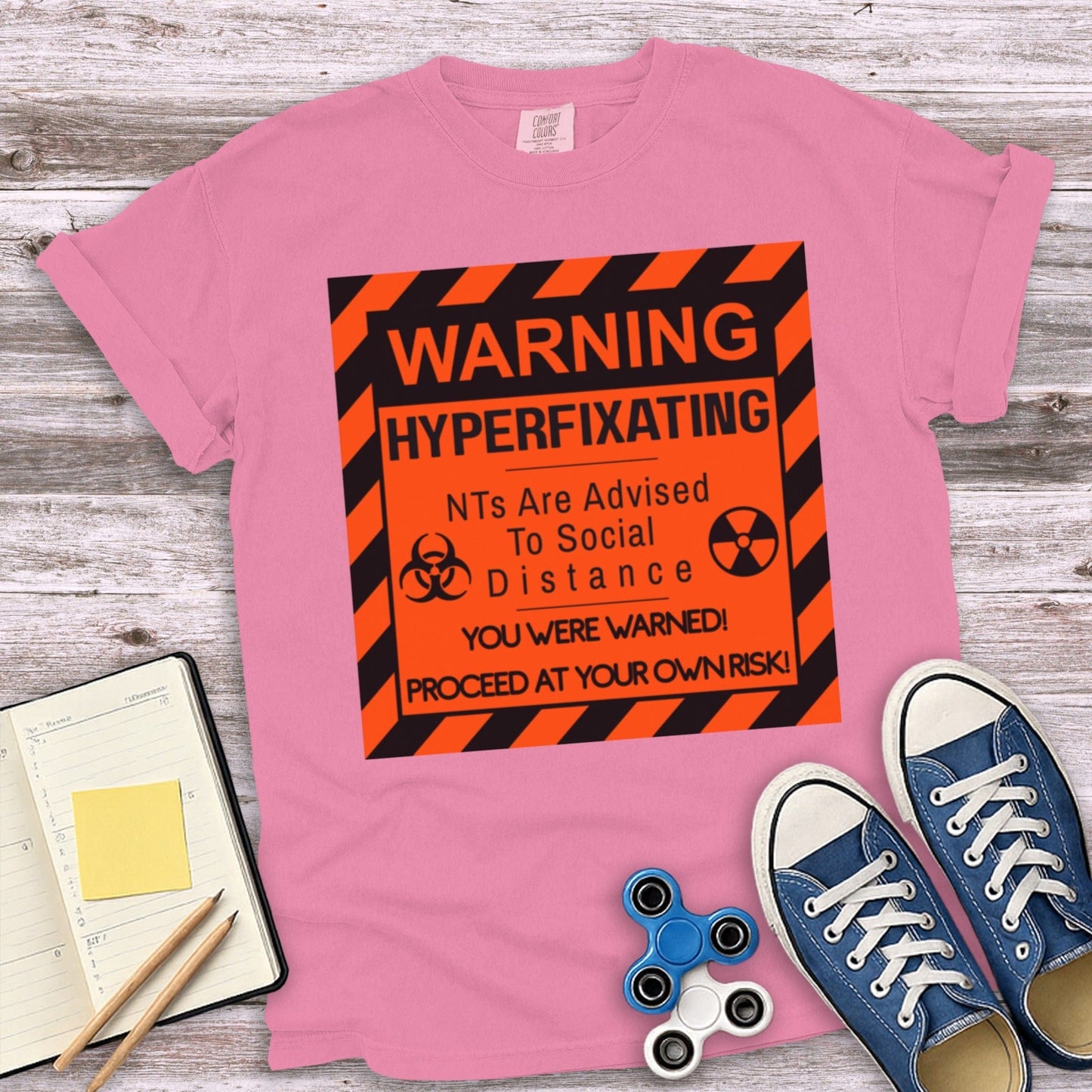 Warning Hyperfixating Graphic Tee Shirt product type