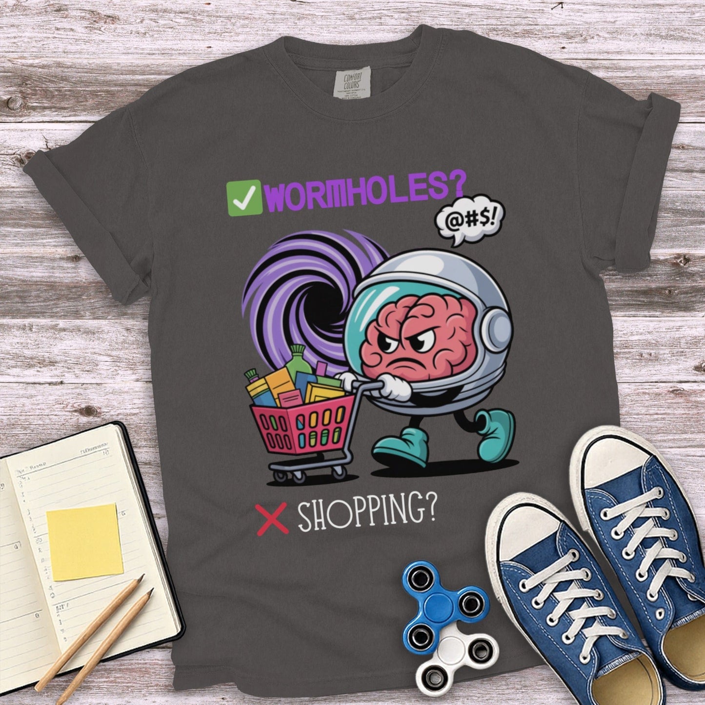 Funny Brain in Space Helmet with Text Graphic Product
