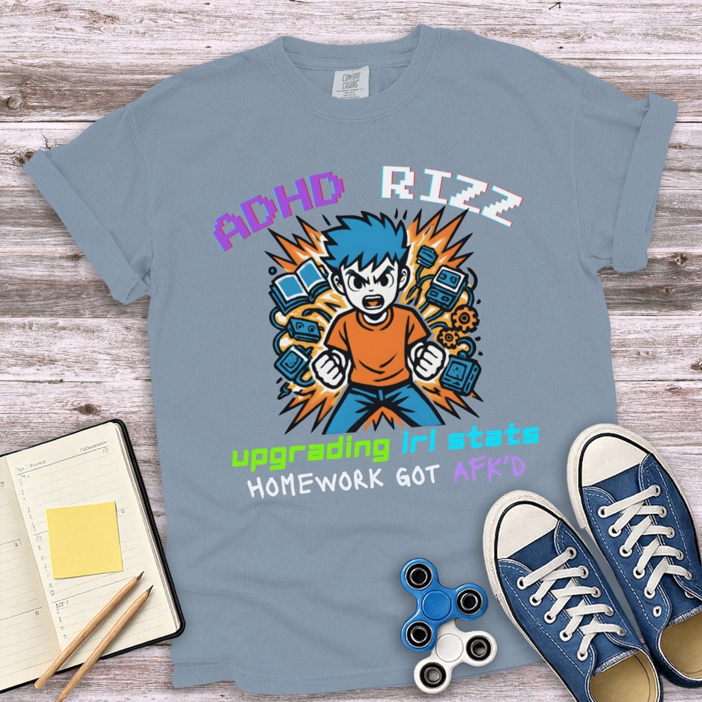 ADHD RIZZ Upgrading IRL Stats Custom T-shirt product type