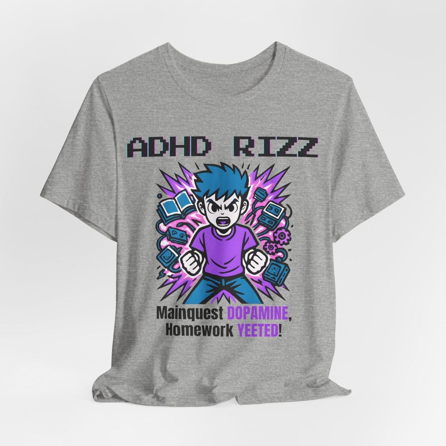ADHD RIZZ Mainquest DOPAMINE Homework Yeeted Boy Purple | ADHD Tee