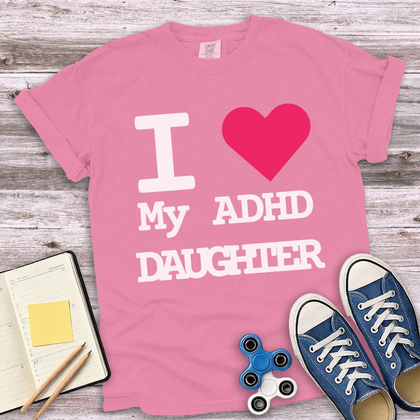 I Love My ADHD Daughter Pink Graphic T-Shirt product
