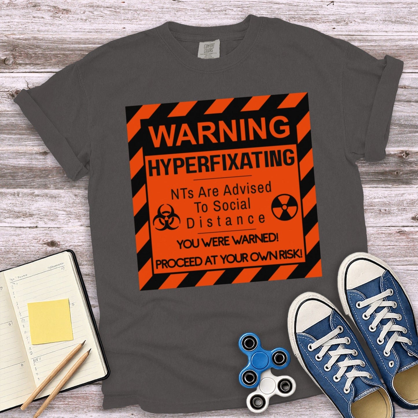 Hyperfixating Social Distance Warning T-shirt product type