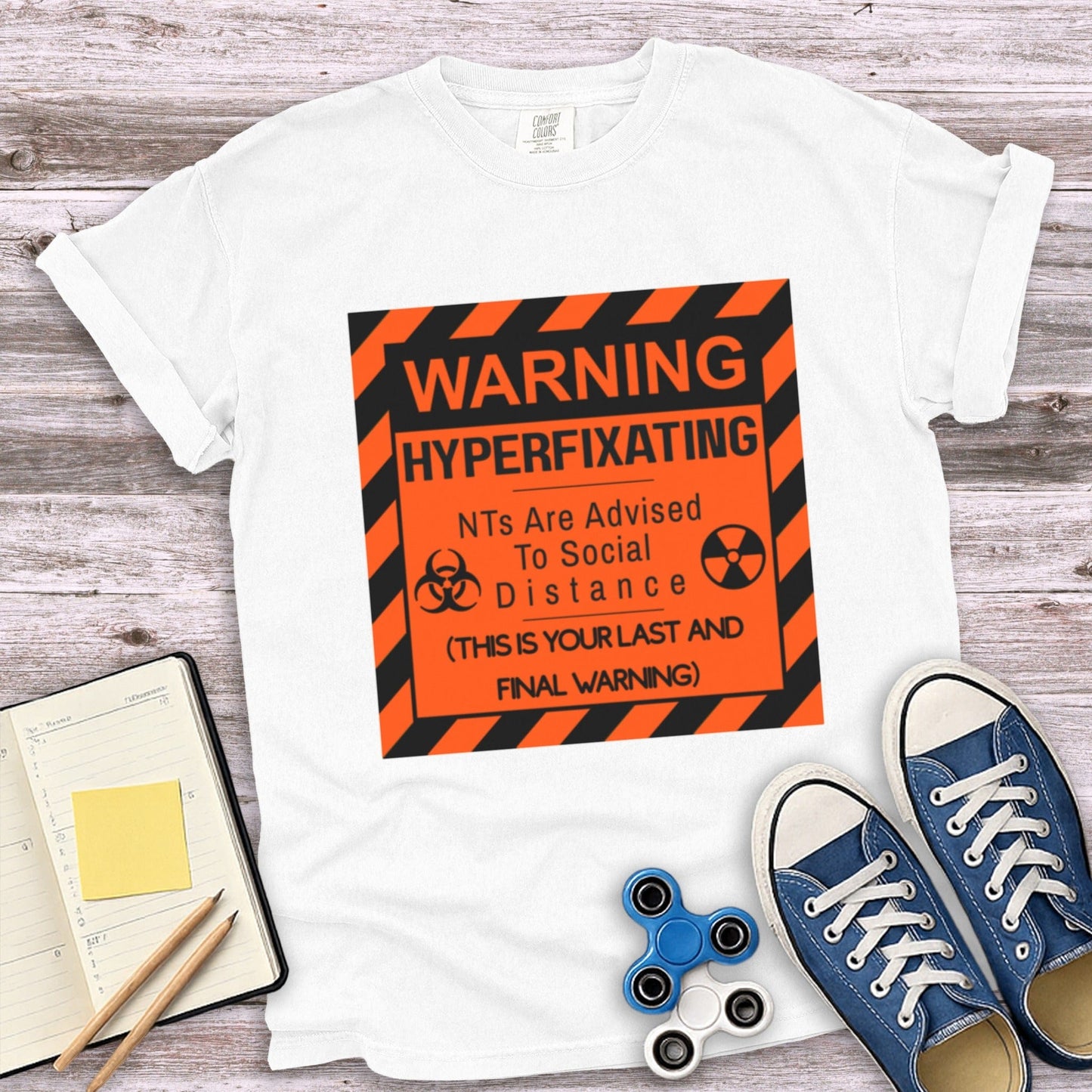 Warning Hyperfixating Social Distance T shirt product