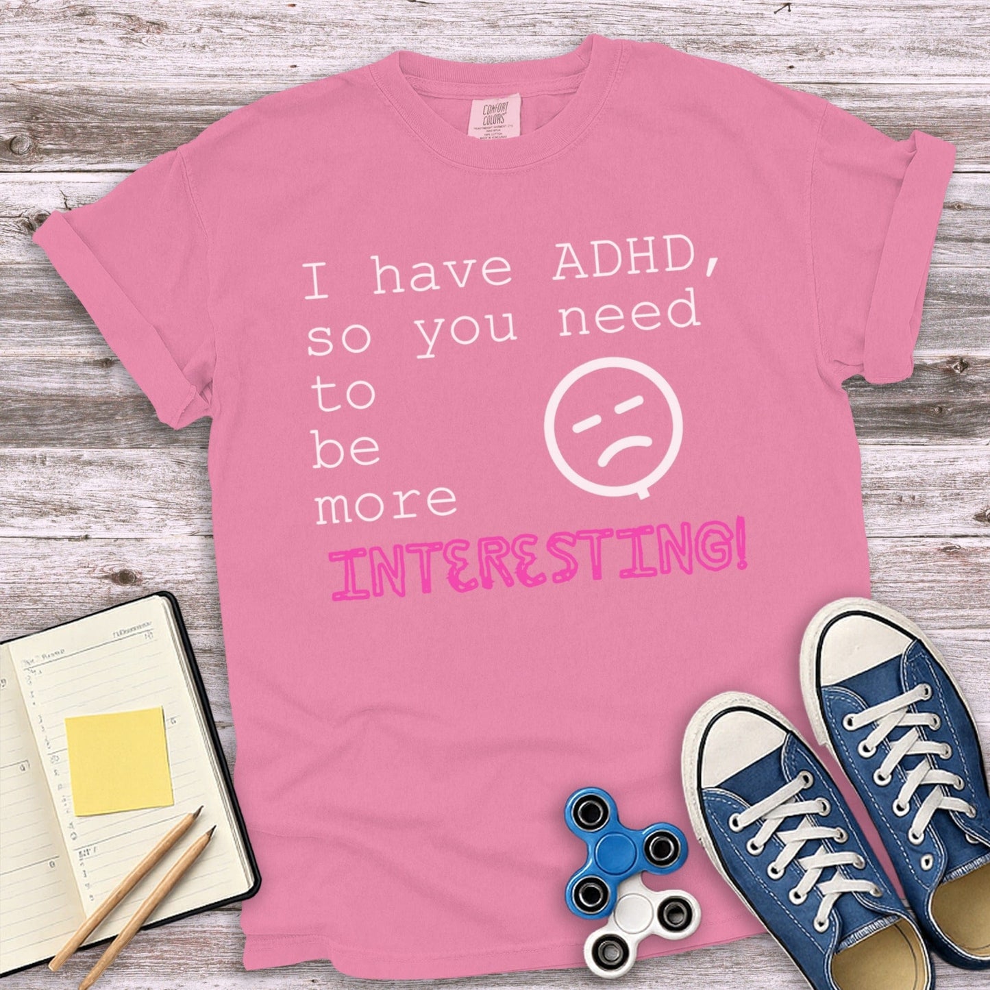 ADHD Statement Pink T-Shirt with Smiley Face product