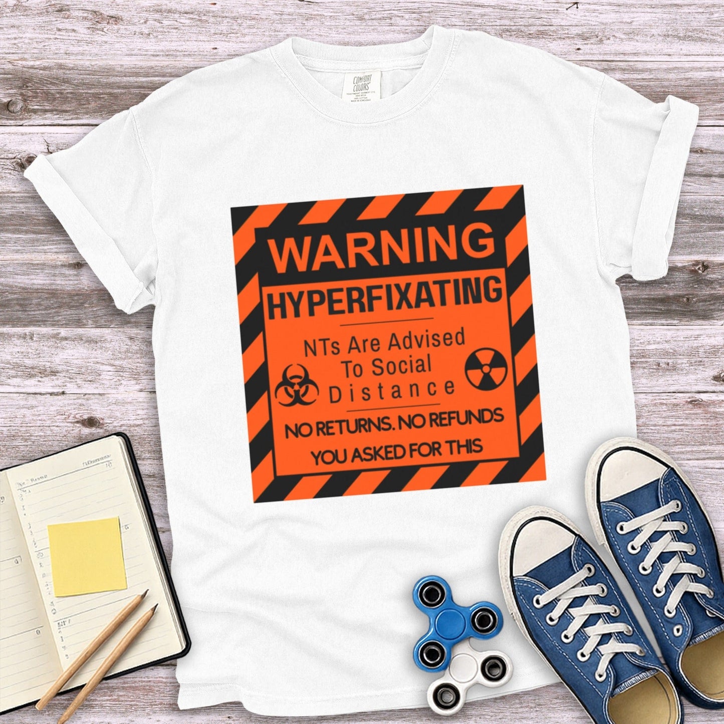 Warning Hyperfixating Novelty Graphic T-Shirt product