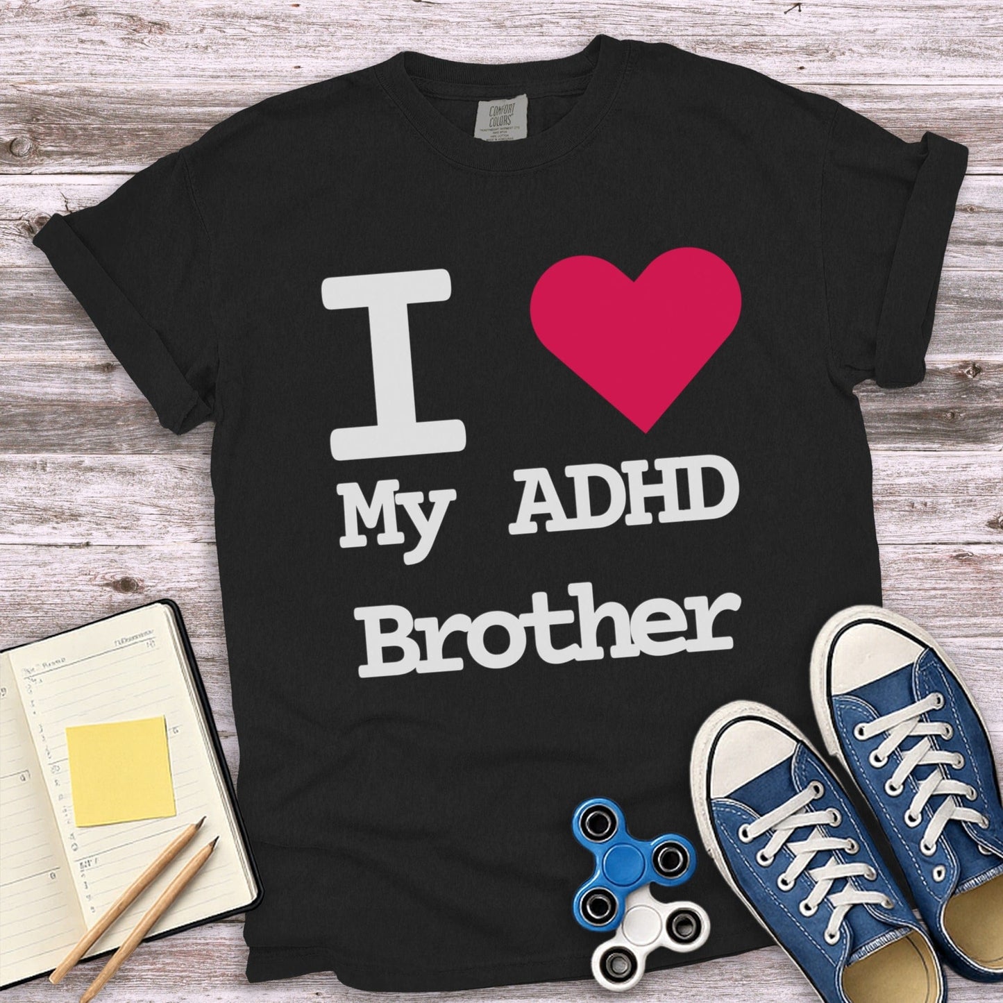 I Love My ADHD Brother Heart Design T-shirt product