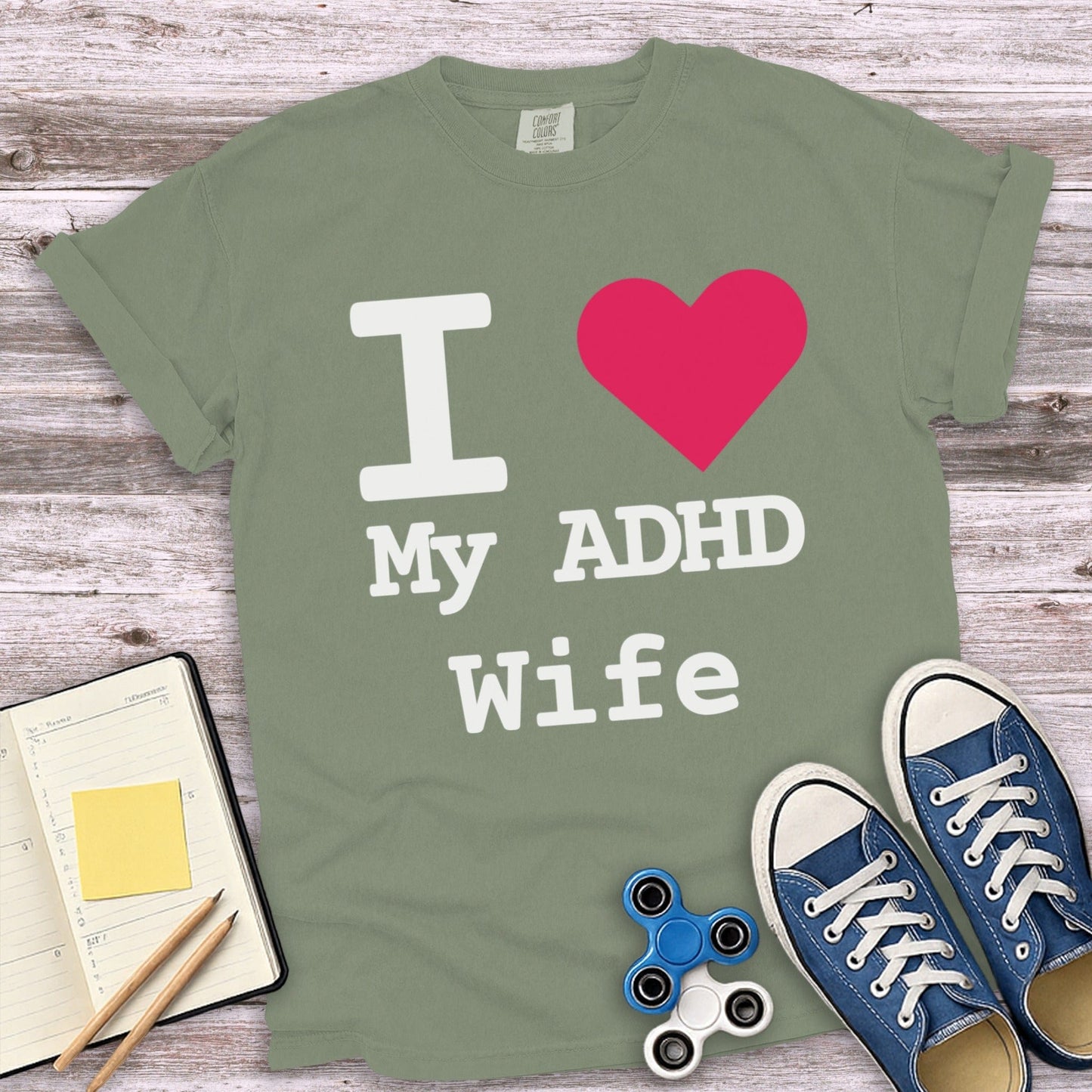 I Love My ADHD Wife Graphic Tee Shirt Product