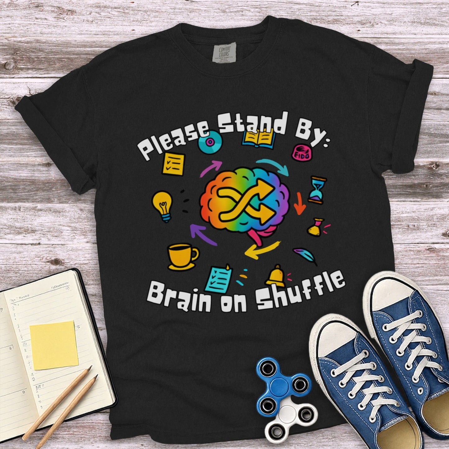 Please Stand By Brain on Shuffle T-shirt product type