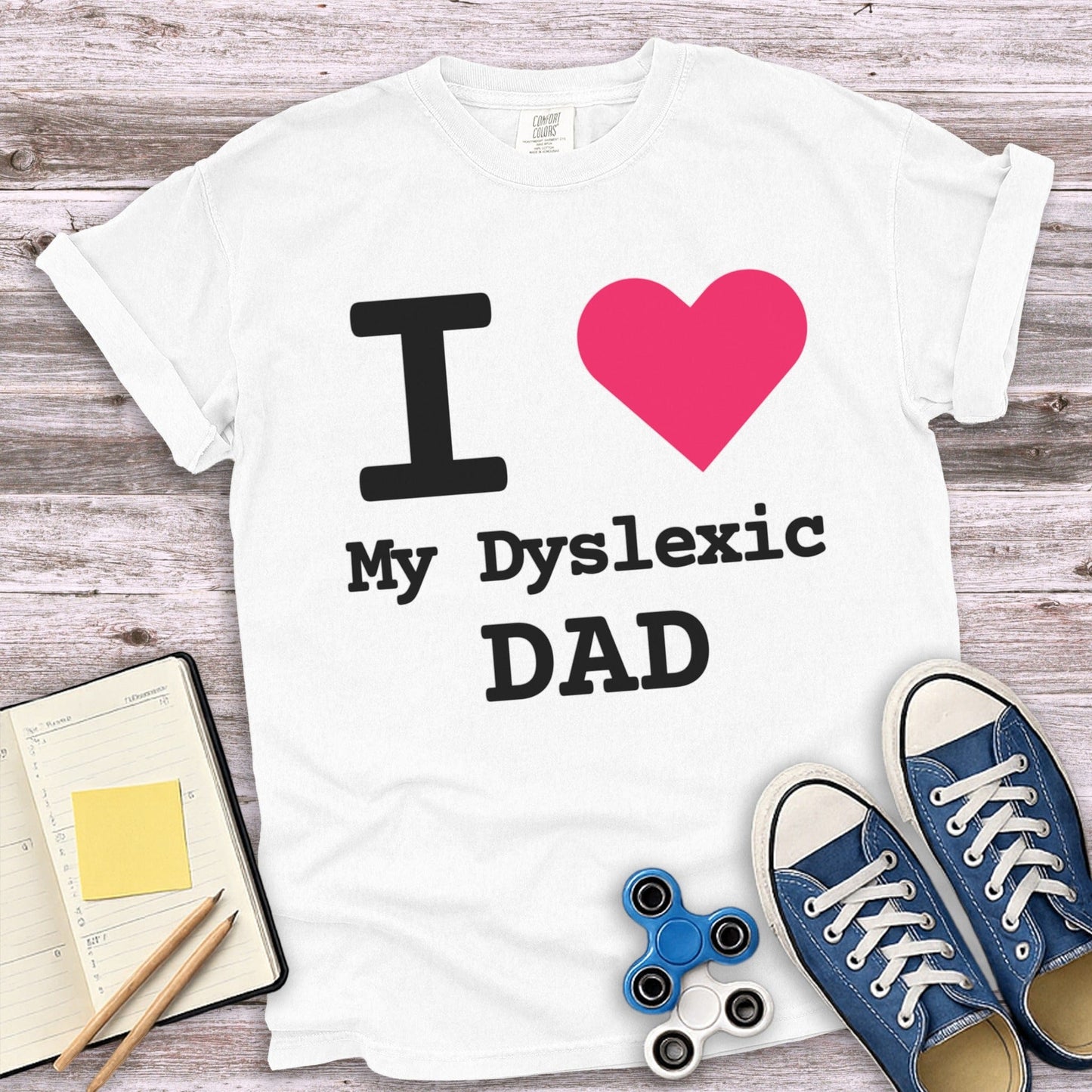 I Love My Dyslexic Dad Heart Print Shirt product