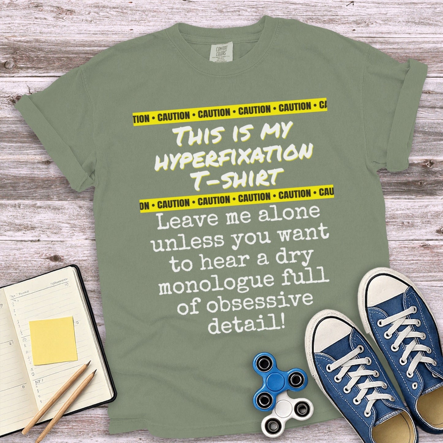 Caution Hyperfixation T-Shirt Funny Graphic Tee product