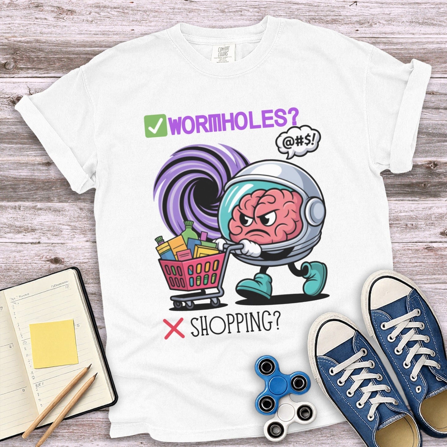Funny Brain Wormholes Shopping Graphic T-Shirt product type